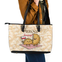 Poland Pierogi Leather Tote Bag Cute Polish Dumplings Smacznego