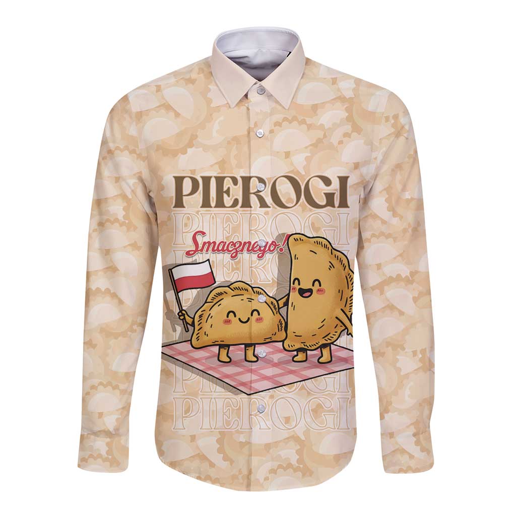 Poland Pierogi Long Sleeve Button Shirt Cute Polish Dumplings Smacznego