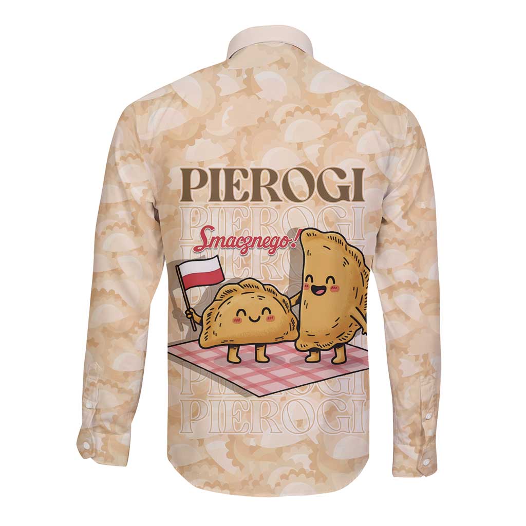 Poland Pierogi Long Sleeve Button Shirt Cute Polish Dumplings Smacznego