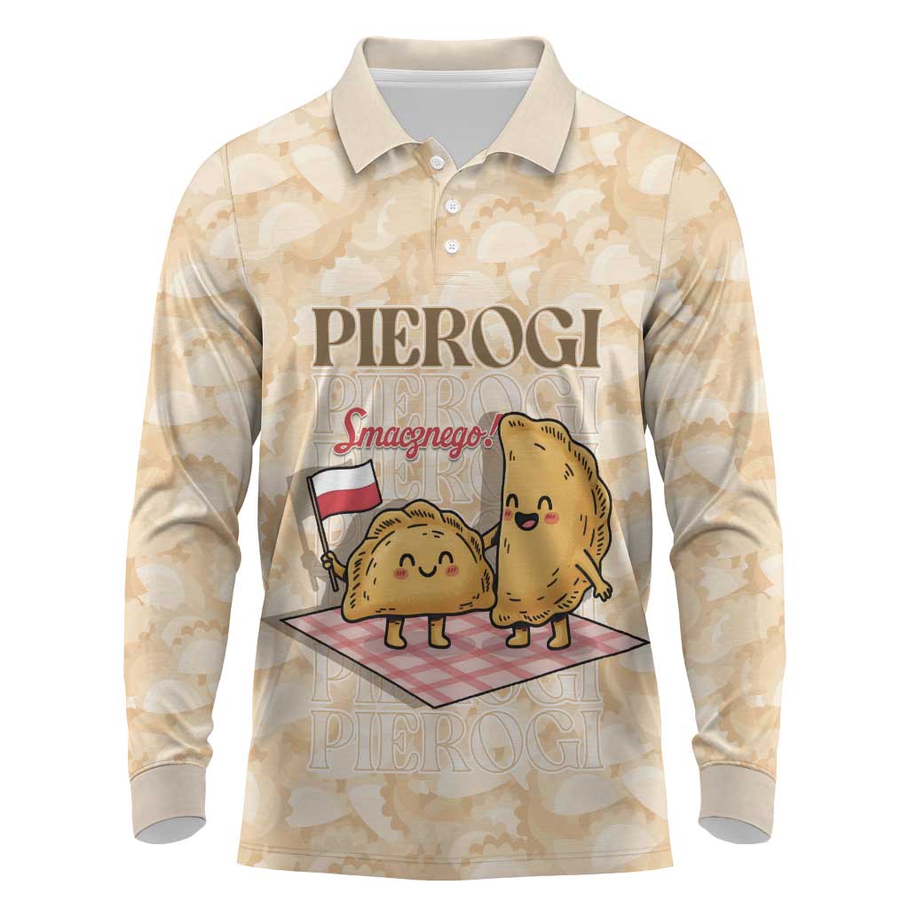 Poland Pierogi Long Sleeve Polo Shirt Cute Polish Dumplings Smacznego