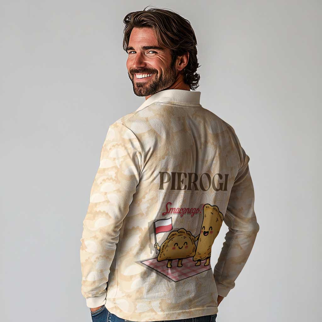 Poland Pierogi Long Sleeve Polo Shirt Cute Polish Dumplings Smacznego