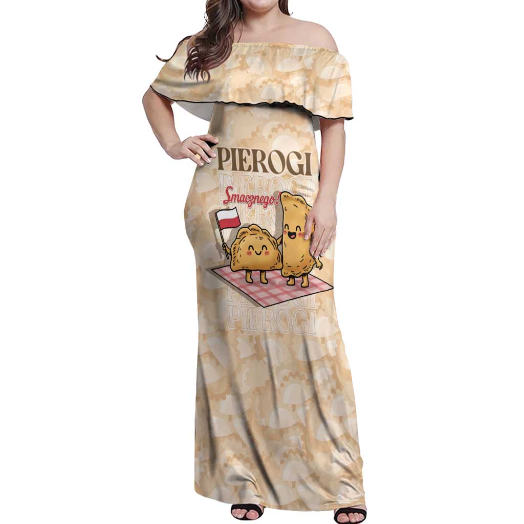 Poland Pierogi Off Shoulder Maxi Dress Cute Polish Dumplings Smacznego