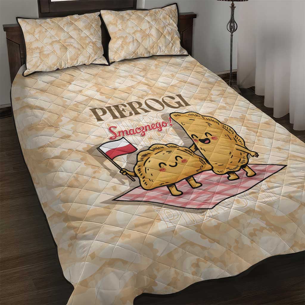 Poland Pierogi Quilt Bed Set Cute Polish Dumplings Smacznego