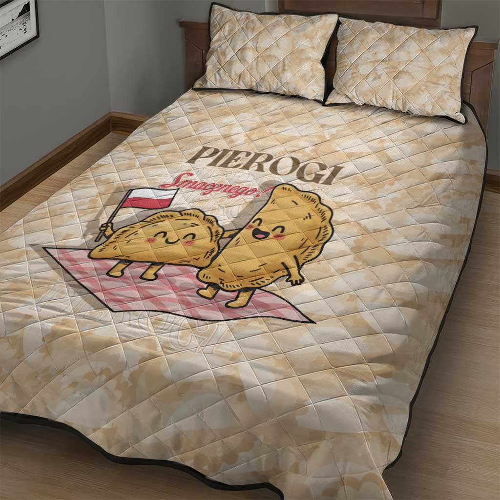 Poland Pierogi Quilt Bed Set Cute Polish Dumplings Smacznego