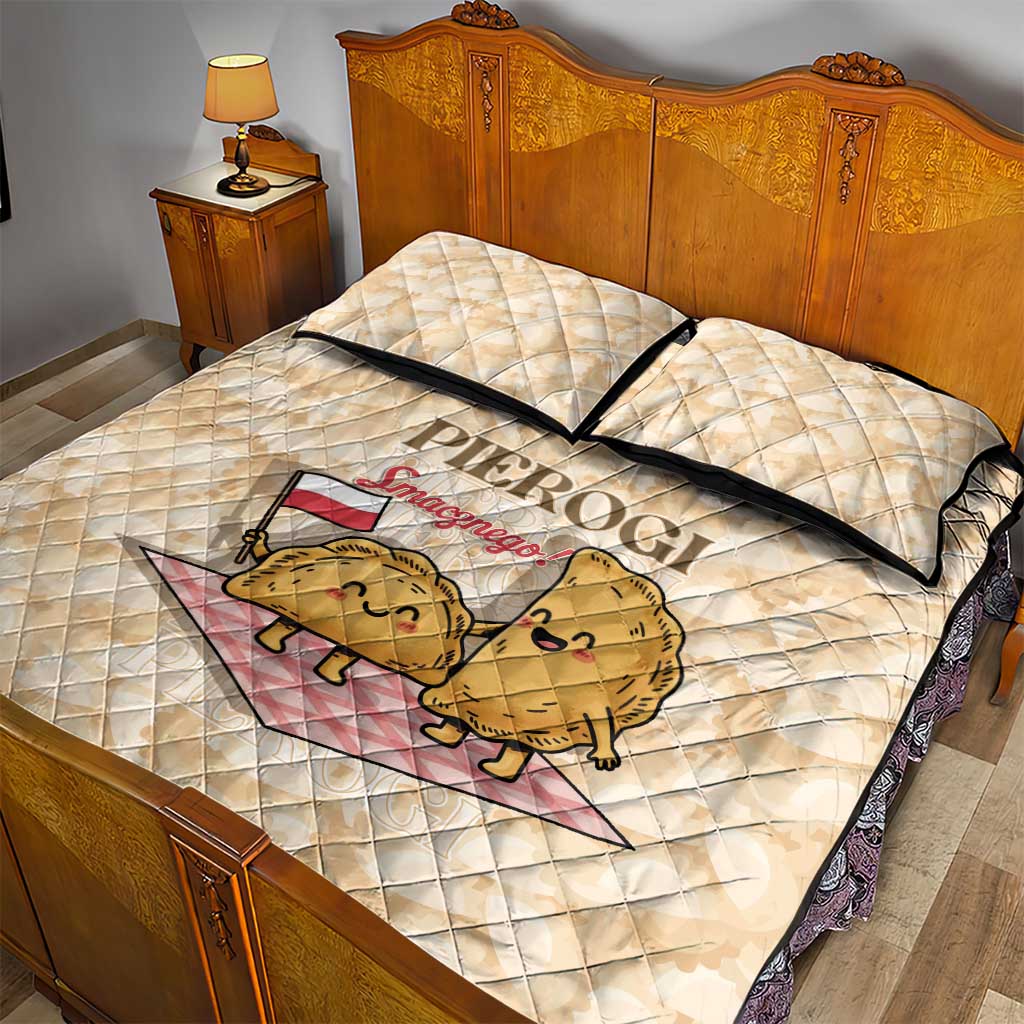 Poland Pierogi Quilt Bed Set Cute Polish Dumplings Smacznego