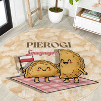 Poland Pierogi Round Carpet Cute Polish Dumplings Smacznego