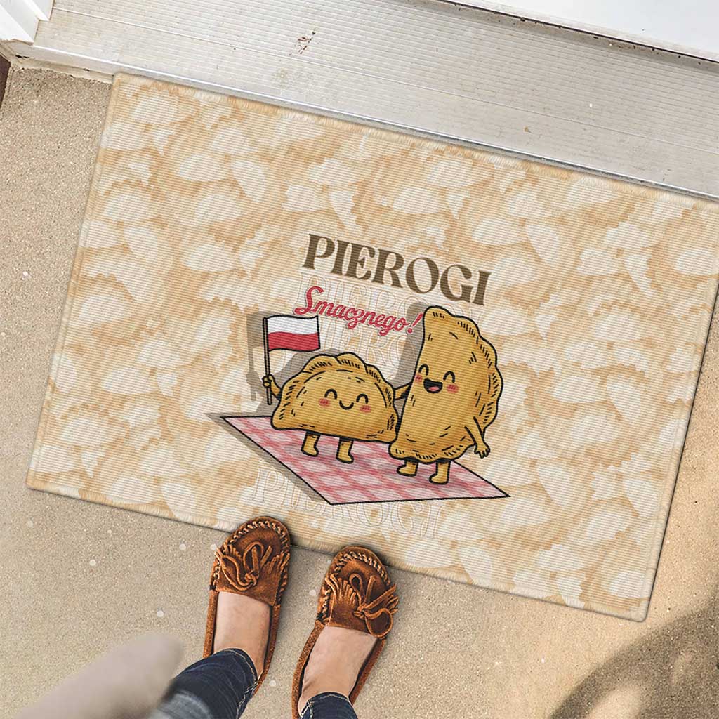 Poland Pierogi Rubber Doormat Cute Polish Dumplings Smacznego