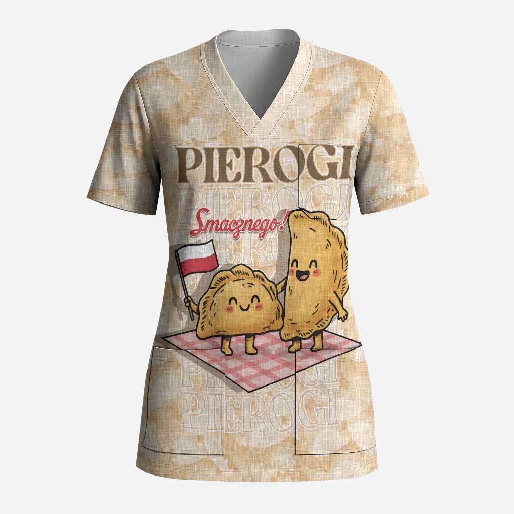 Poland Pierogi Scrub Top Cute Polish Dumplings Smacznego