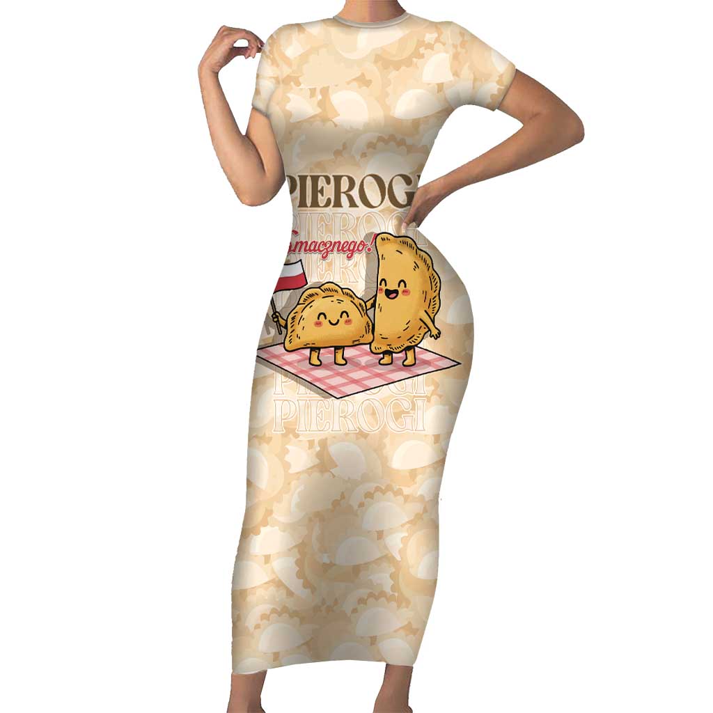 Poland Pierogi Short Sleeve Bodycon Dress Cute Polish Dumplings Smacznego