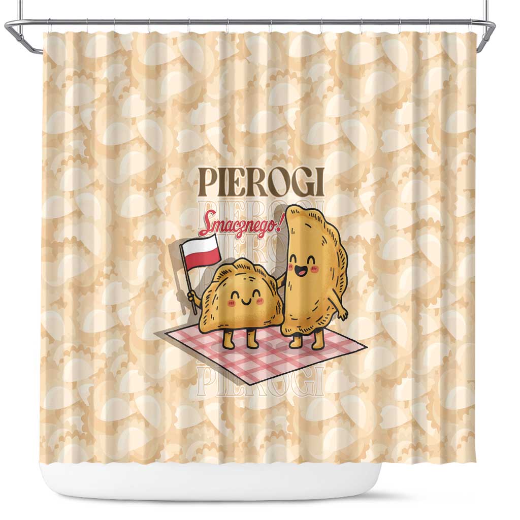 Poland Pierogi Shower Curtain Cute Polish Dumplings Smacznego