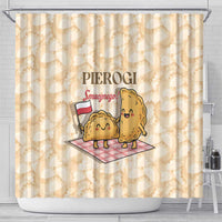 Poland Pierogi Shower Curtain Cute Polish Dumplings Smacznego
