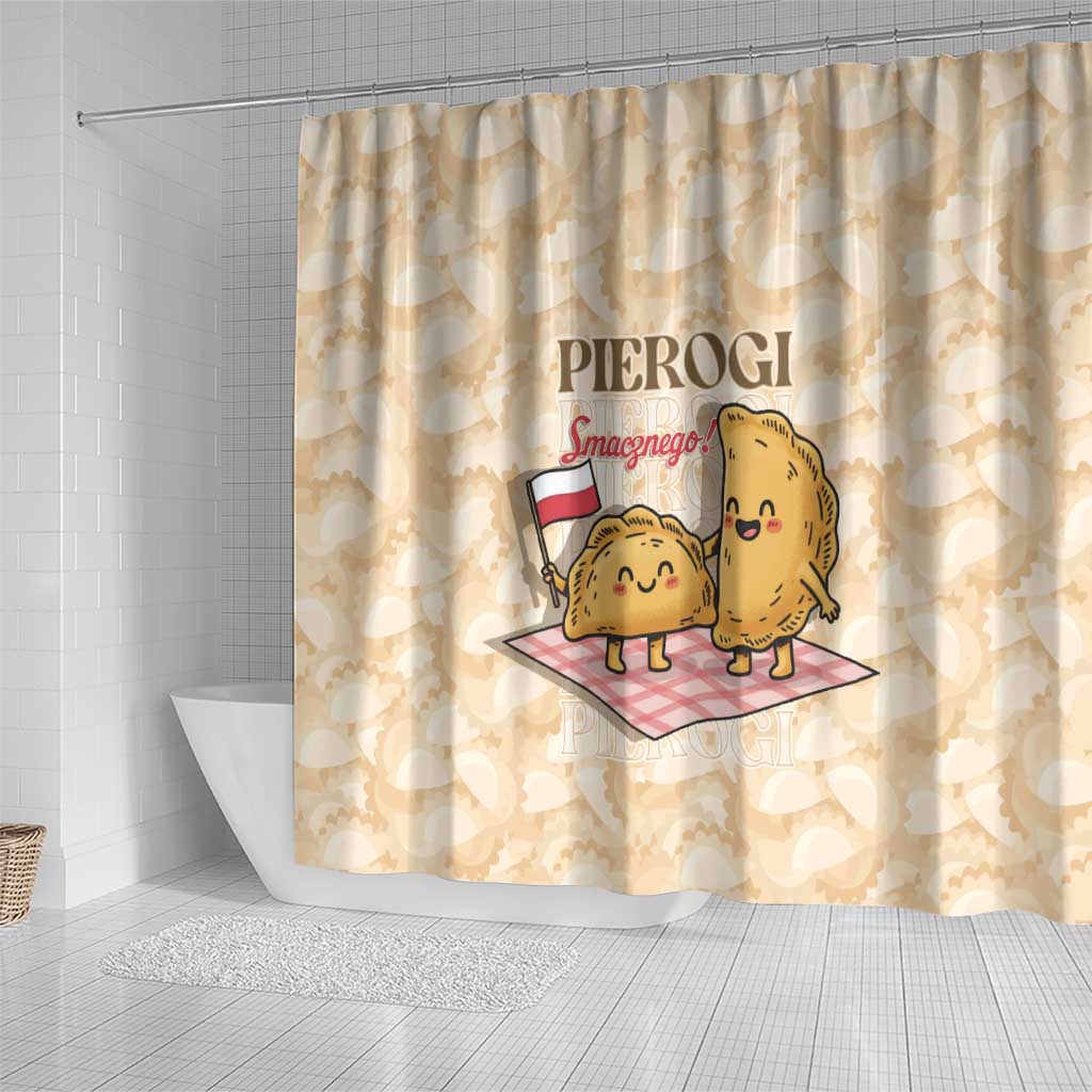 Poland Pierogi Shower Curtain Cute Polish Dumplings Smacznego
