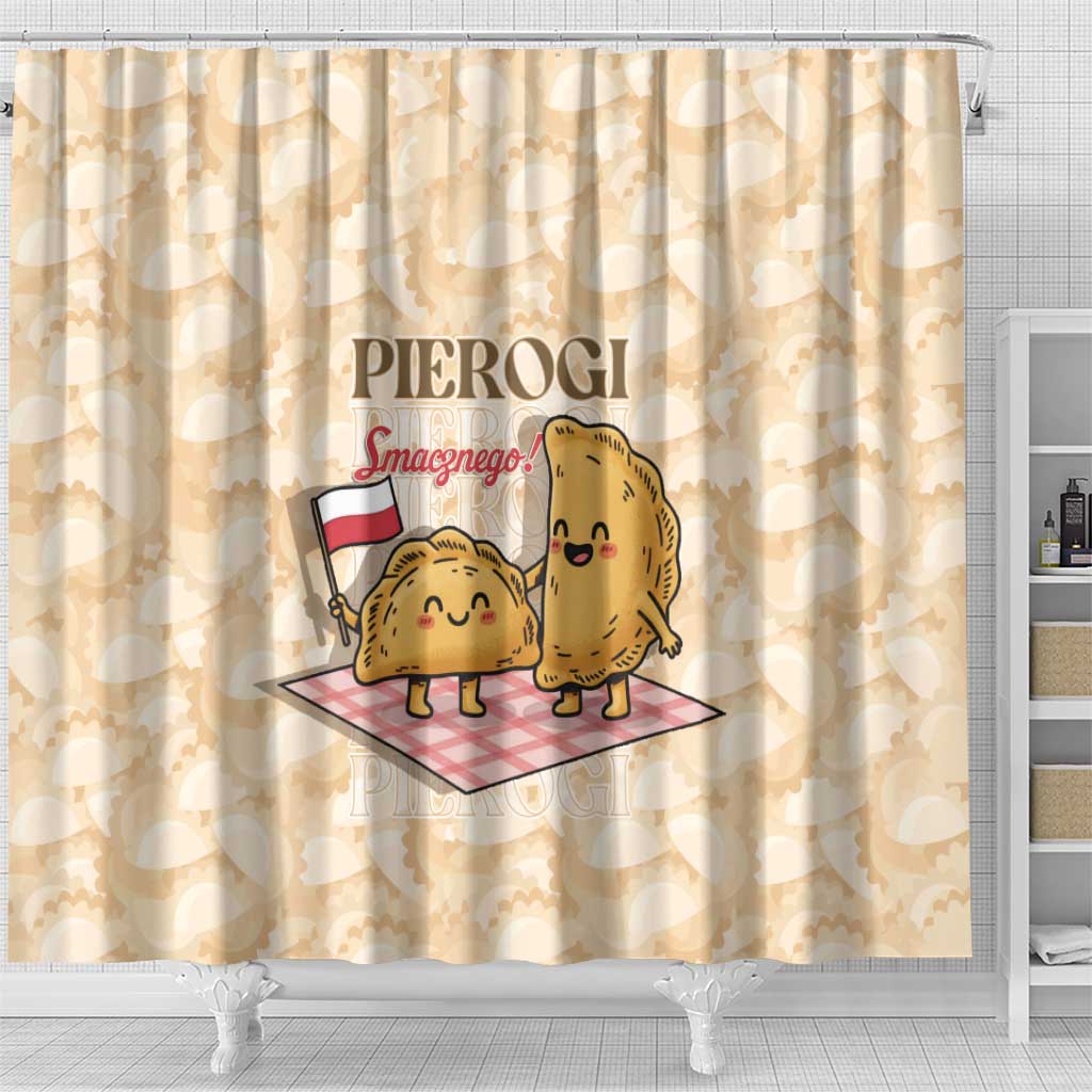 Poland Pierogi Shower Curtain Cute Polish Dumplings Smacznego
