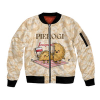 Poland Pierogi Sleeve Zip Bomber Jacket Cute Polish Dumplings Smacznego