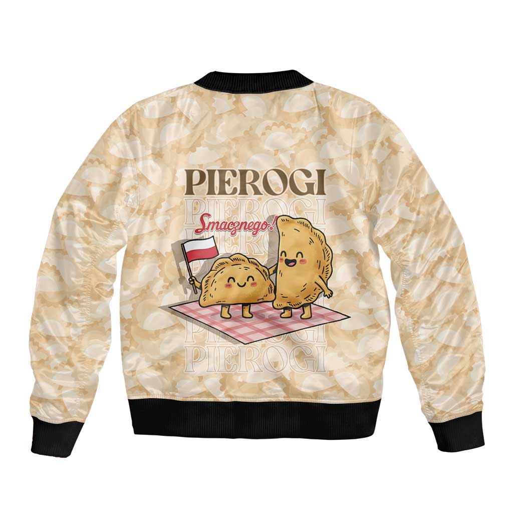 Poland Pierogi Sleeve Zip Bomber Jacket Cute Polish Dumplings Smacznego