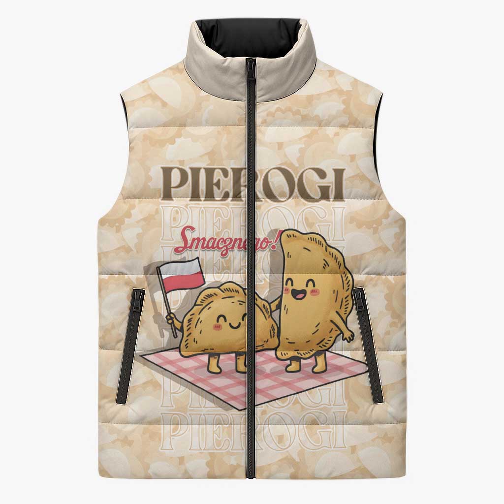 Poland Pierogi Sleeveless Puffer Jacket Cute Polish Dumplings Smacznego