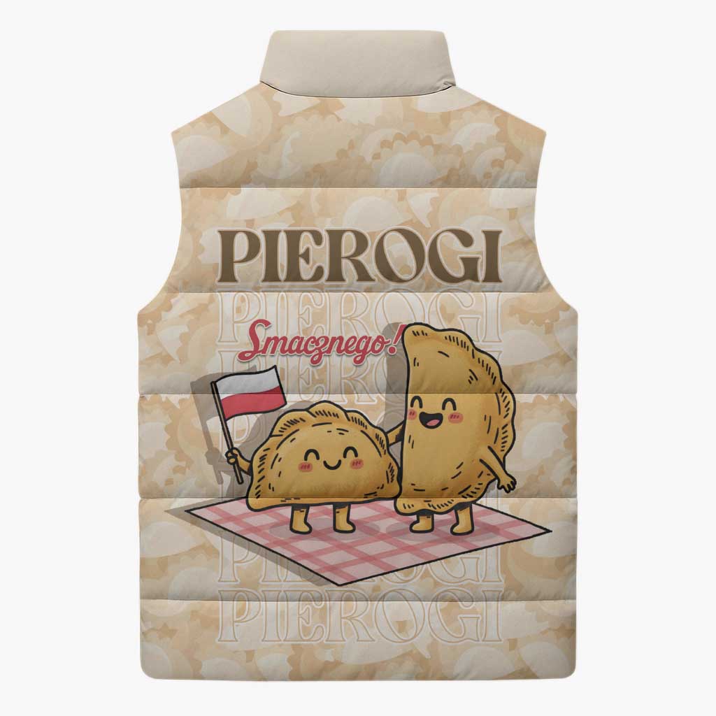 Poland Pierogi Sleeveless Puffer Jacket Cute Polish Dumplings Smacznego