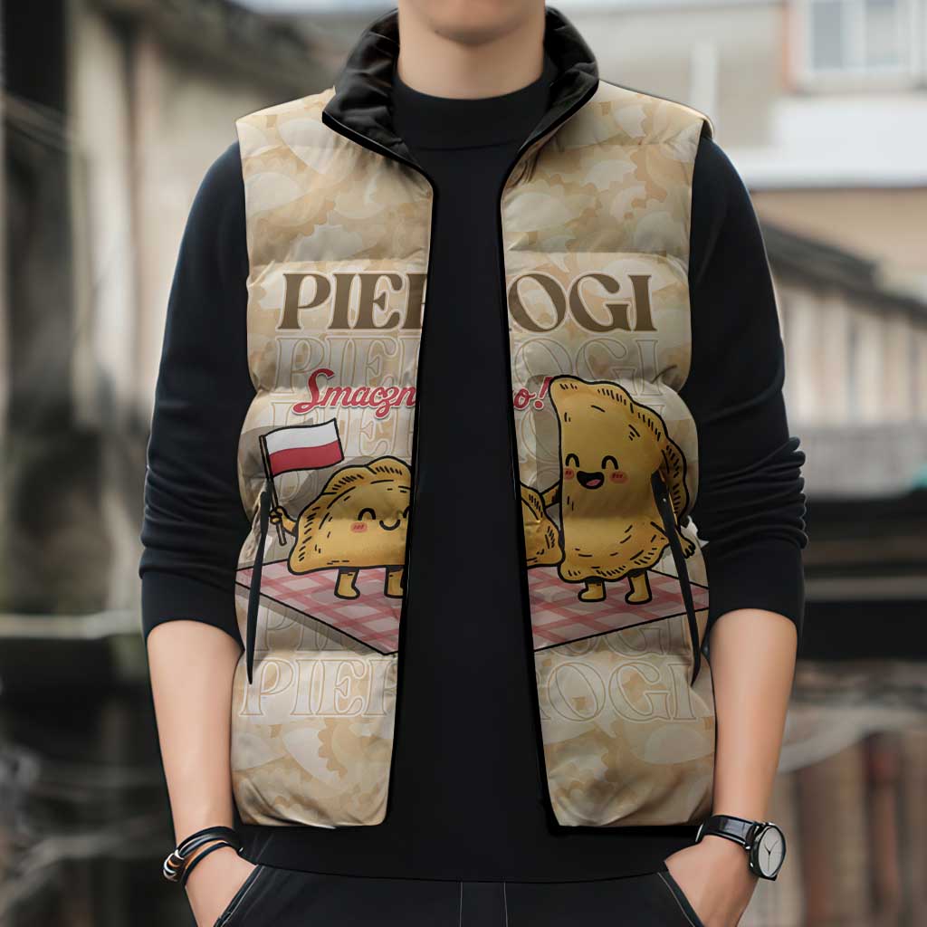 Poland Pierogi Sleeveless Puffer Jacket Cute Polish Dumplings Smacznego