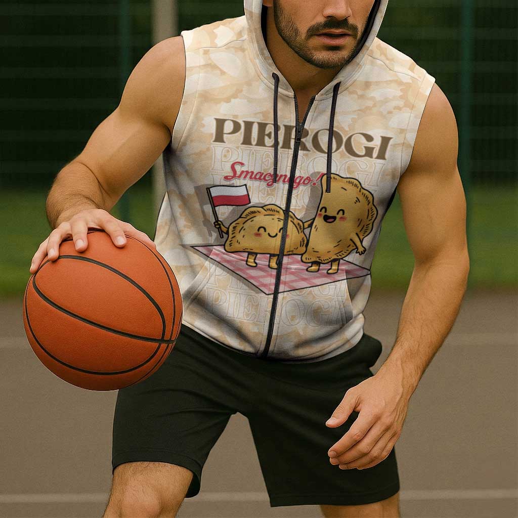 Poland Pierogi Sleeveless Zip Hoodie Cute Polish Dumplings Smacznego