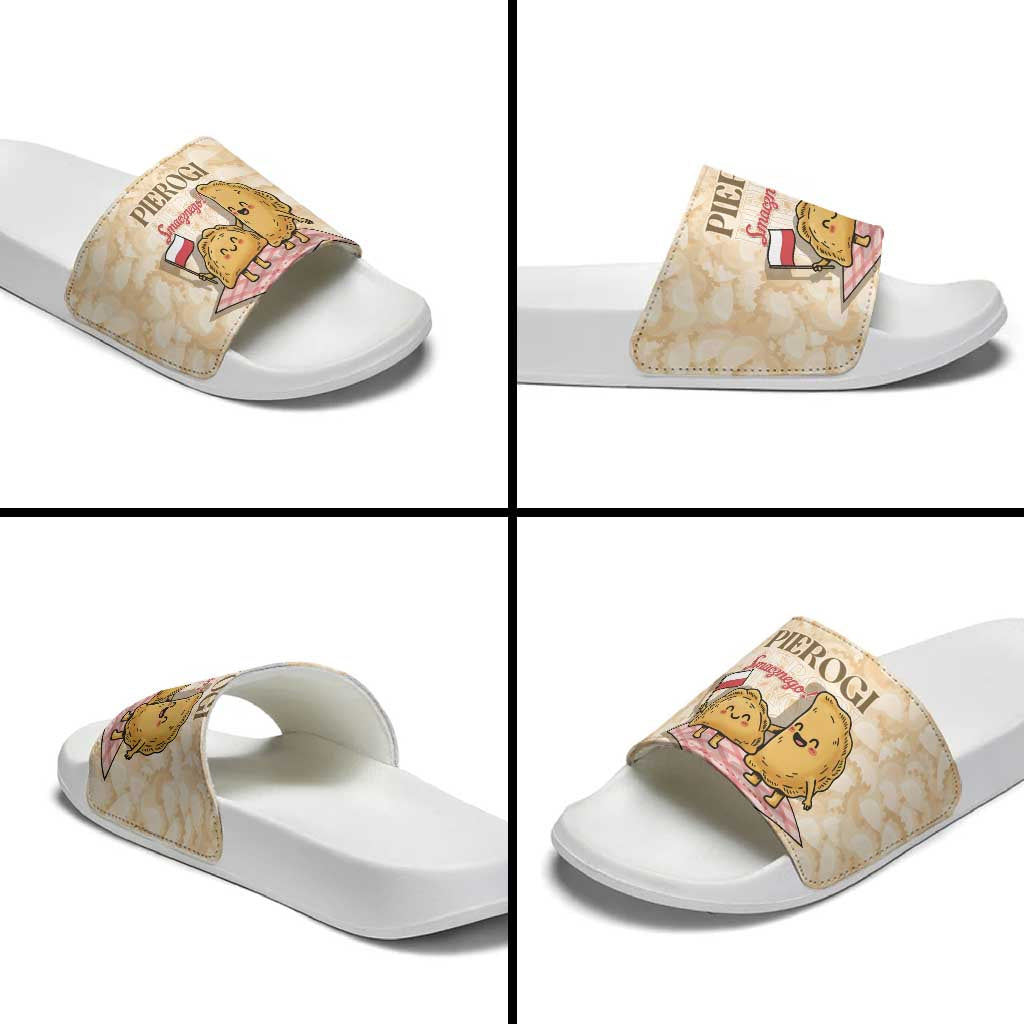 Poland Pierogi Slide Sandals Cute Polish Dumplings Smacznego