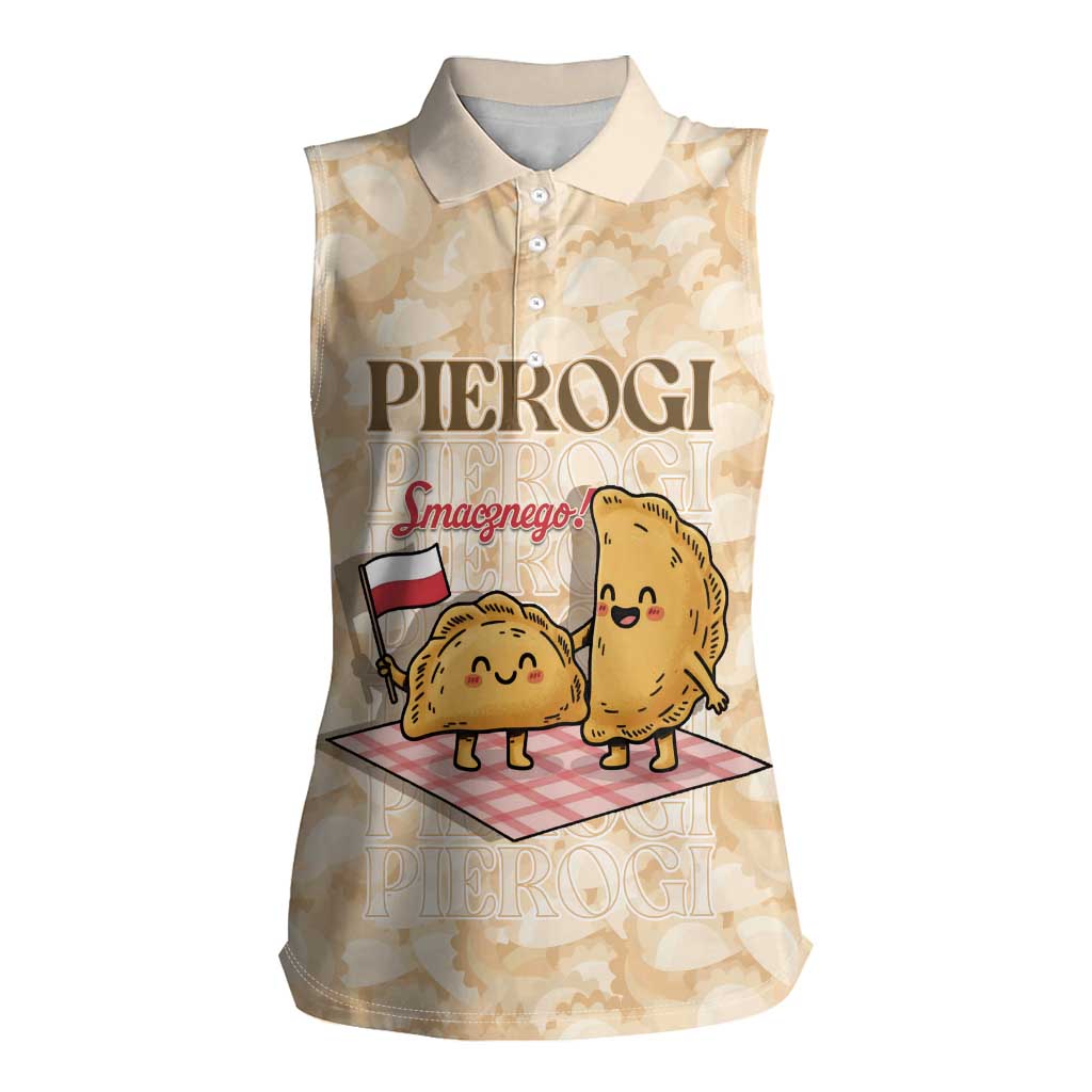 Poland Pierogi Women Sleeveless Polo Shirt Cute Polish Dumplings Smacznego