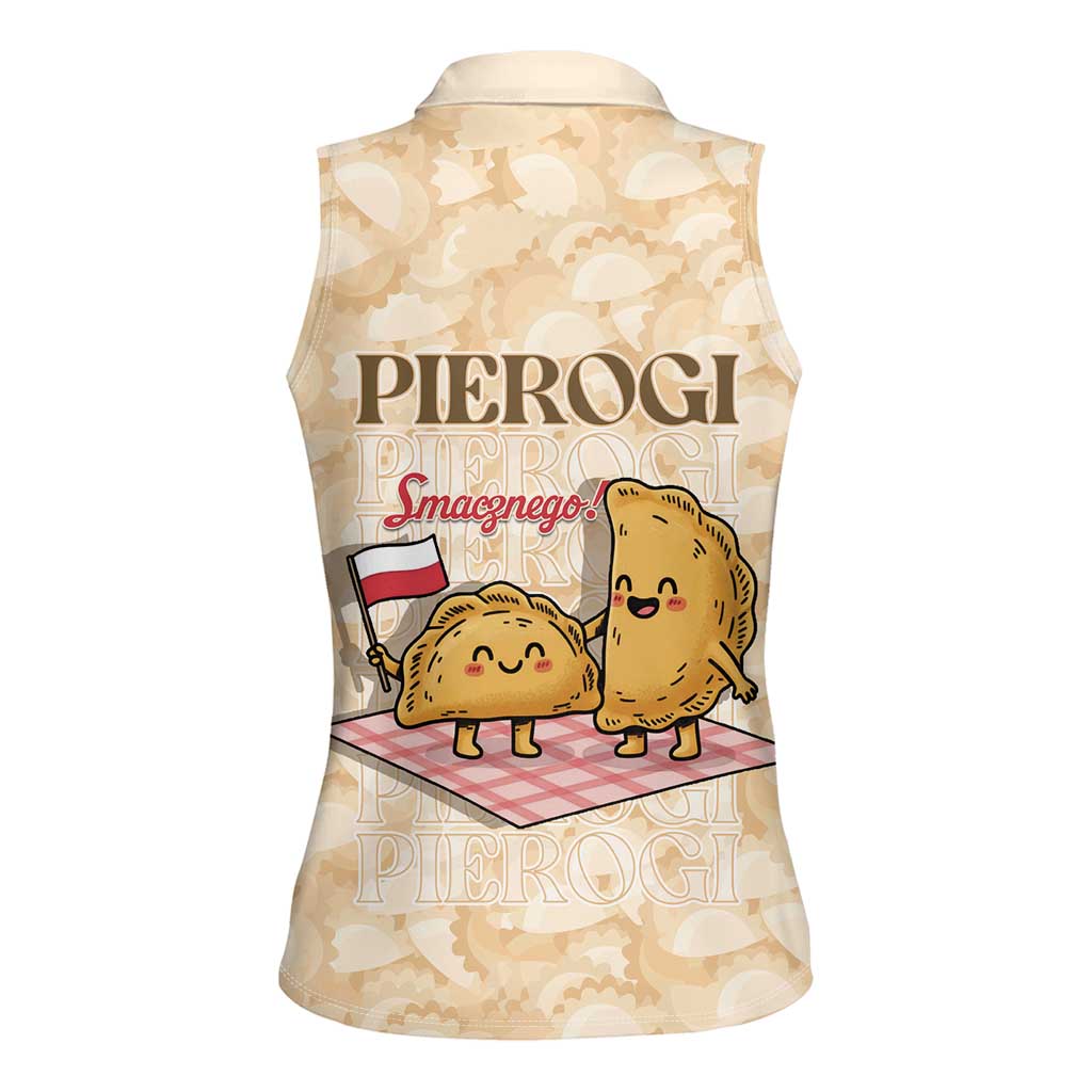 Poland Pierogi Women Sleeveless Polo Shirt Cute Polish Dumplings Smacznego