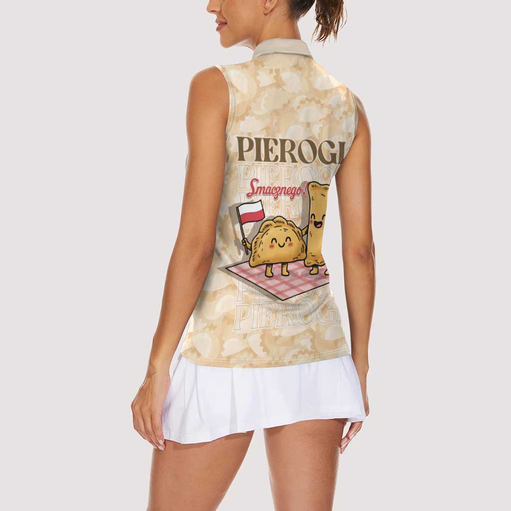 Poland Pierogi Women Sleeveless Polo Shirt Cute Polish Dumplings Smacznego