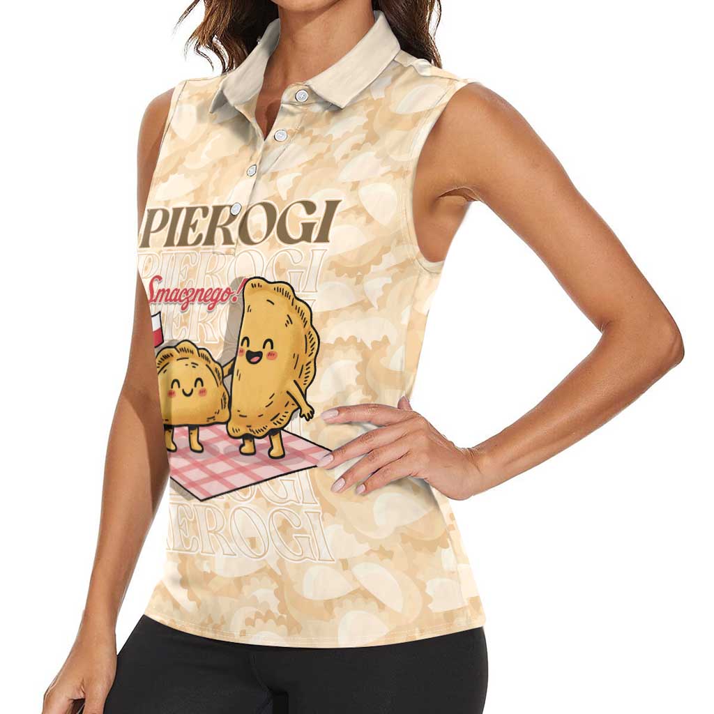 Poland Pierogi Women Sleeveless Polo Shirt Cute Polish Dumplings Smacznego