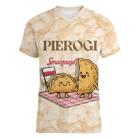 Poland Pierogi Women V-Neck T-Shirt Cute Polish Dumplings Smacznego