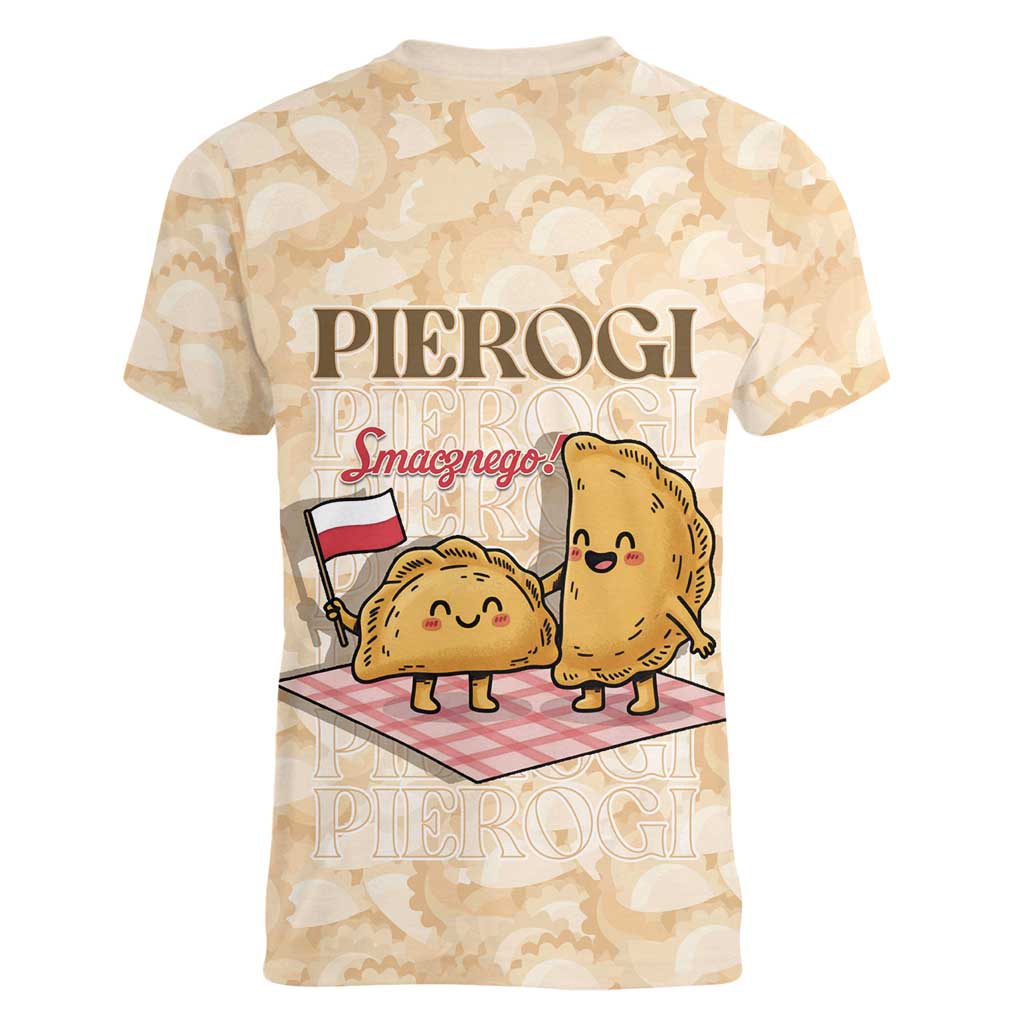 Poland Pierogi Women V-Neck T-Shirt Cute Polish Dumplings Smacznego