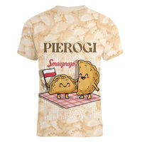 Poland Pierogi Women V-Neck T-Shirt Cute Polish Dumplings Smacznego