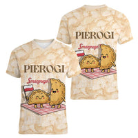 Poland Pierogi Women V-Neck T-Shirt Cute Polish Dumplings Smacznego