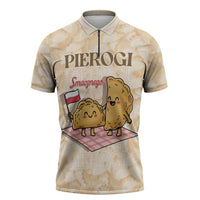 Poland Pierogi Zipper Polo Shirt Cute Polish Dumplings Smacznego