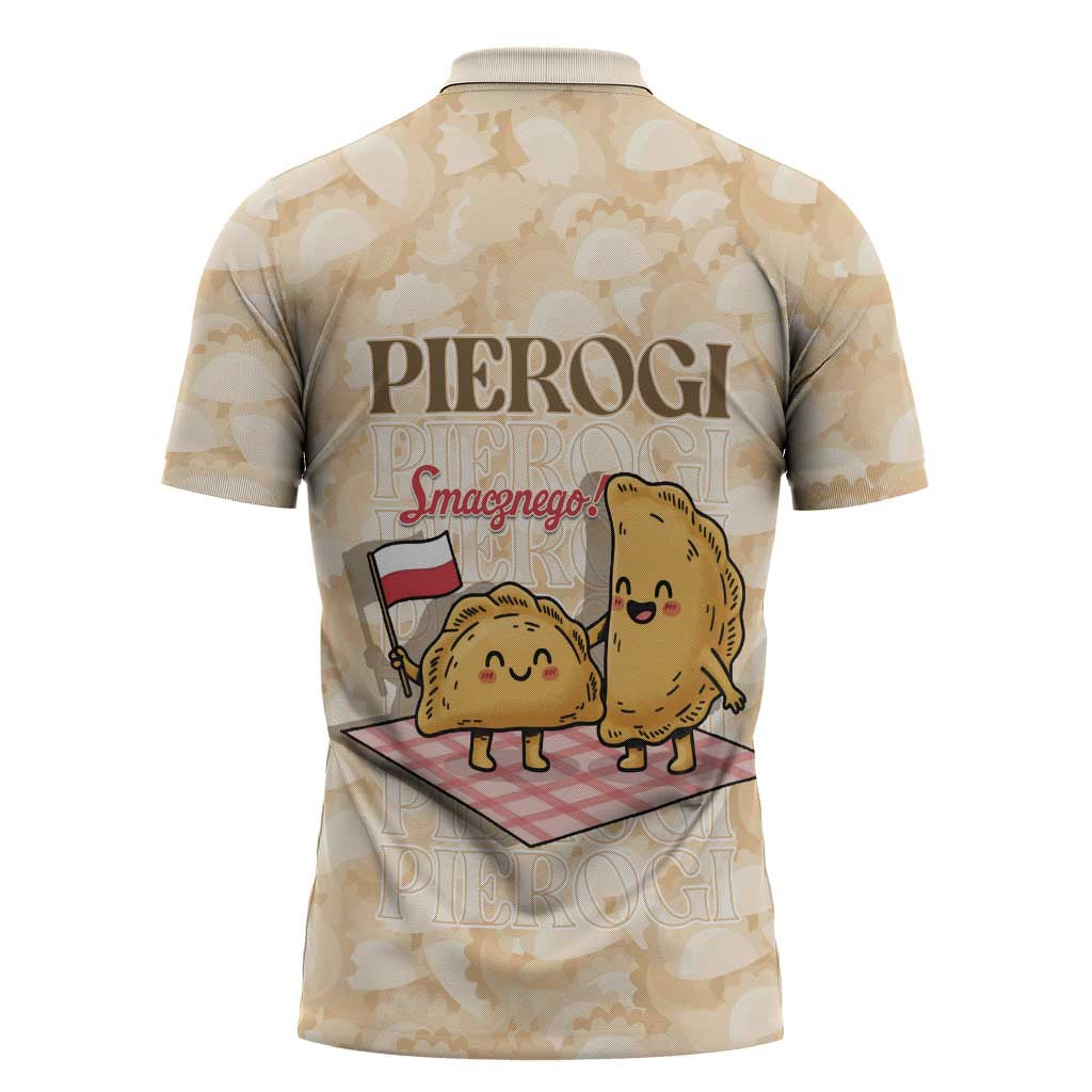 Poland Pierogi Zipper Polo Shirt Cute Polish Dumplings Smacznego
