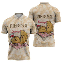 Poland Pierogi Zipper Polo Shirt Cute Polish Dumplings Smacznego