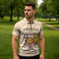 Poland Pierogi Zipper Polo Shirt Cute Polish Dumplings Smacznego