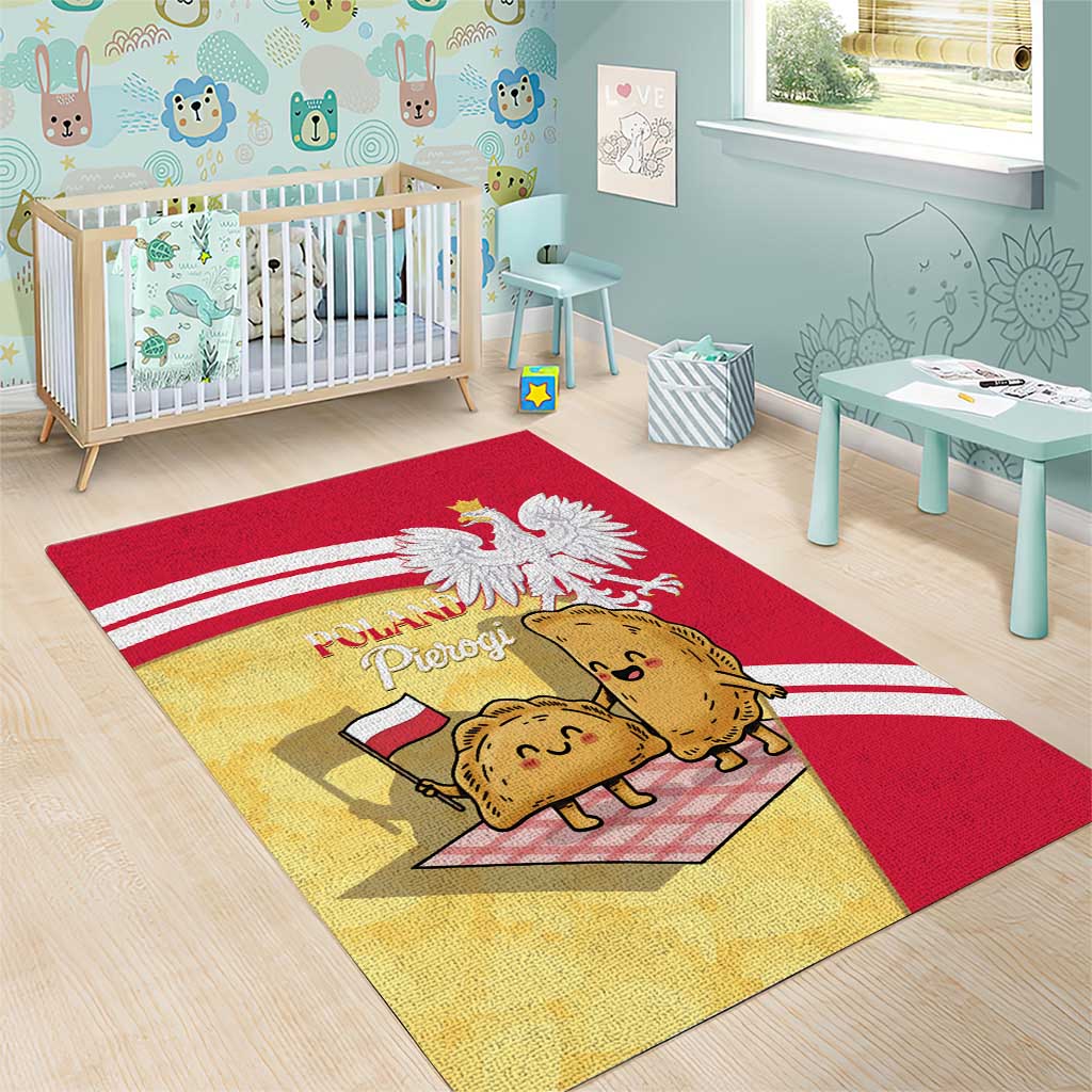 Poland Pierogi Area Rug Polish Dumplings With Coat Of Arms