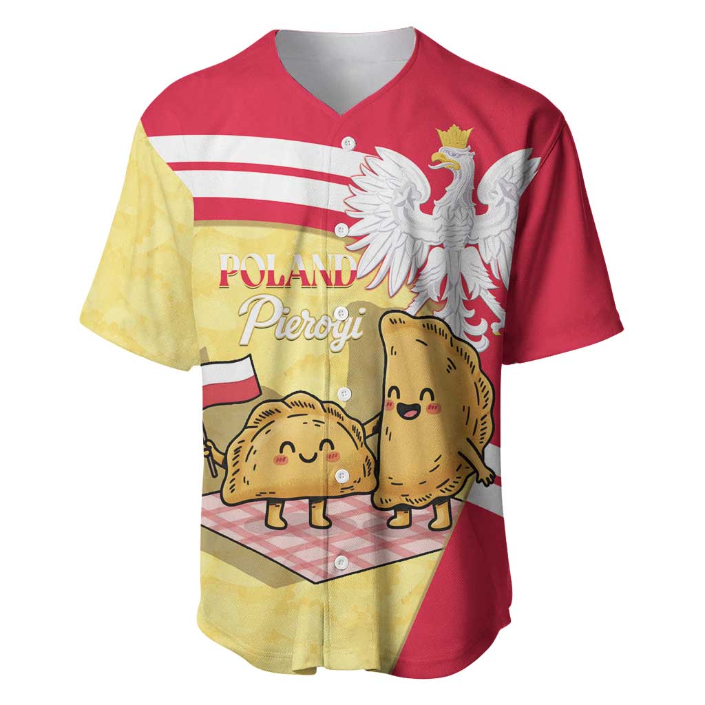 Personalised Poland Pierogi Baseball Jersey Polish Dumplings With Coat Of Arms
