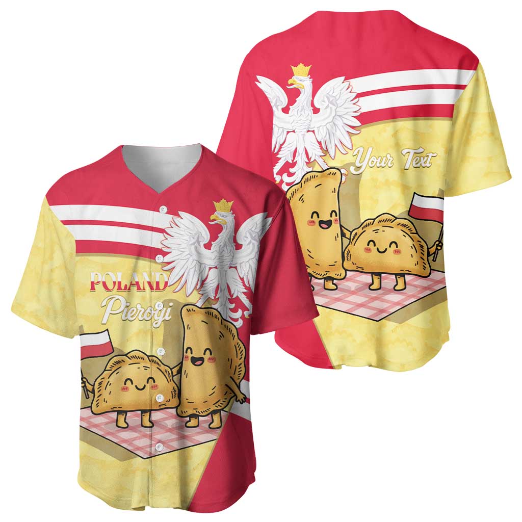 Personalised Poland Pierogi Baseball Jersey Polish Dumplings With Coat Of Arms