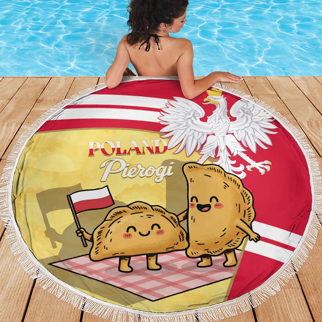 Poland Pierogi Beach Blanket Polish Dumplings With Coat Of Arms