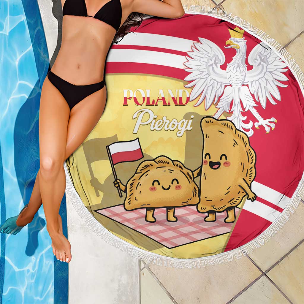 Poland Pierogi Beach Blanket Polish Dumplings With Coat Of Arms