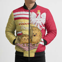 Personalised Poland Pierogi Bomber Puffer Jacket Polish Dumplings With Coat Of Arms