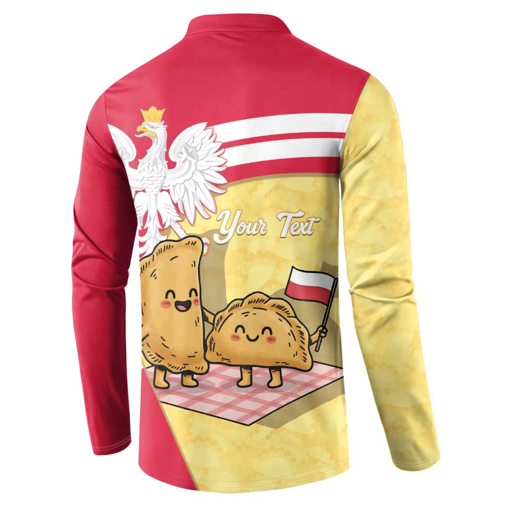 Personalised Poland Pierogi Button Sweatshirt Polish Dumplings With Coat Of Arms