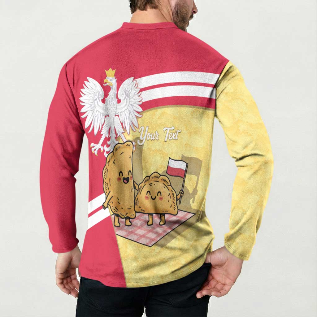 Personalised Poland Pierogi Button Sweatshirt Polish Dumplings With Coat Of Arms