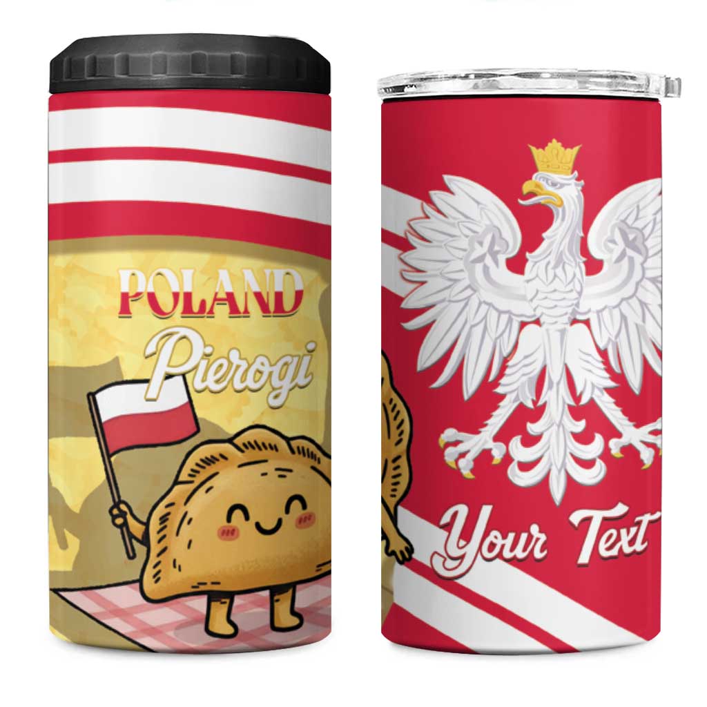 Personalised Poland Pierogi 4 in 1 Can Cooler Tumbler Polish Dumplings With Coat Of Arms