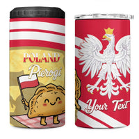 Personalised Poland Pierogi 4 in 1 Can Cooler Tumbler Polish Dumplings With Coat Of Arms