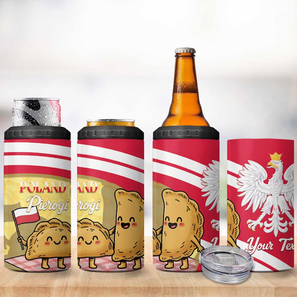 Personalised Poland Pierogi 4 in 1 Can Cooler Tumbler Polish Dumplings With Coat Of Arms
