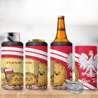 Personalised Poland Pierogi 4 in 1 Can Cooler Tumbler Polish Dumplings With Coat Of Arms