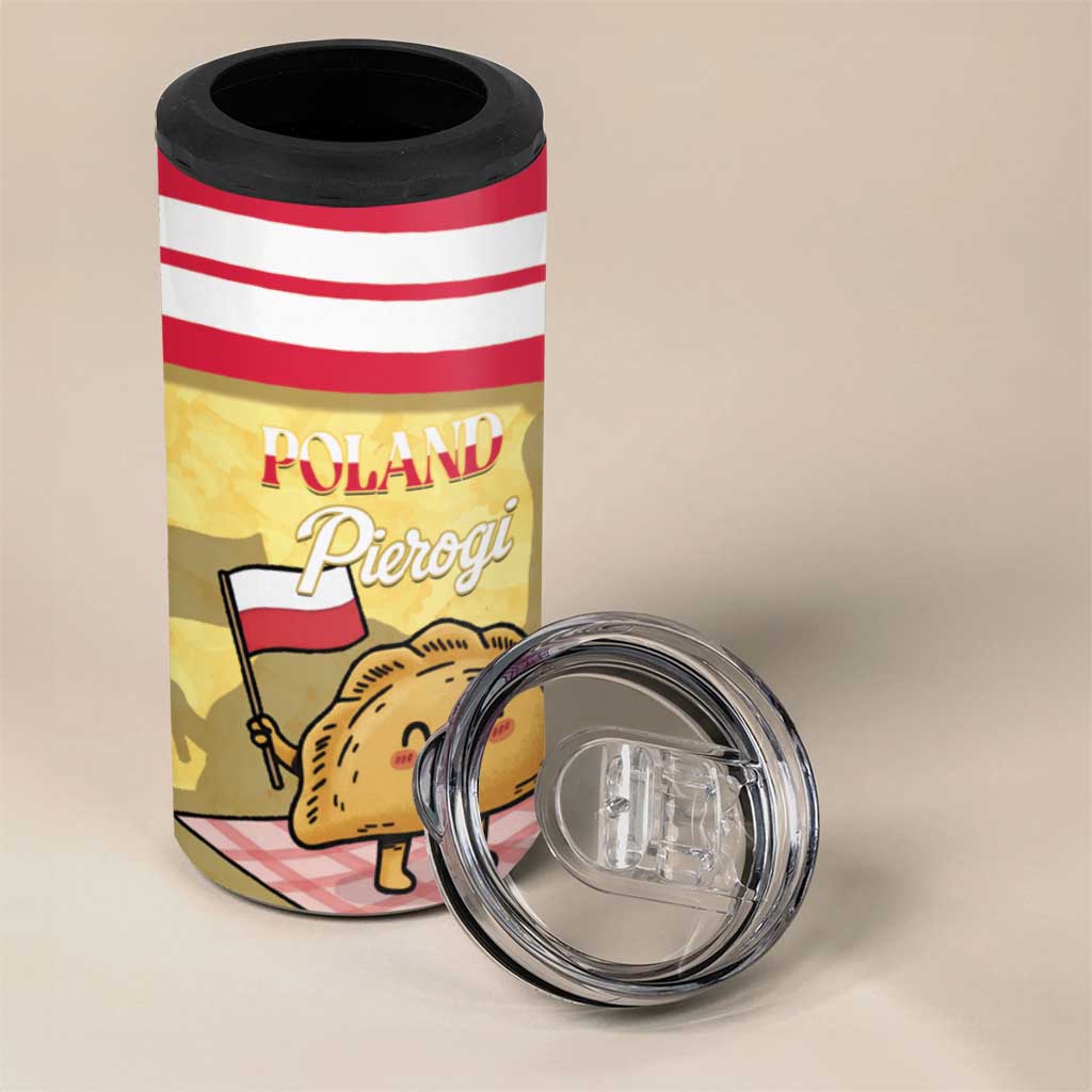 Personalised Poland Pierogi 4 in 1 Can Cooler Tumbler Polish Dumplings With Coat Of Arms