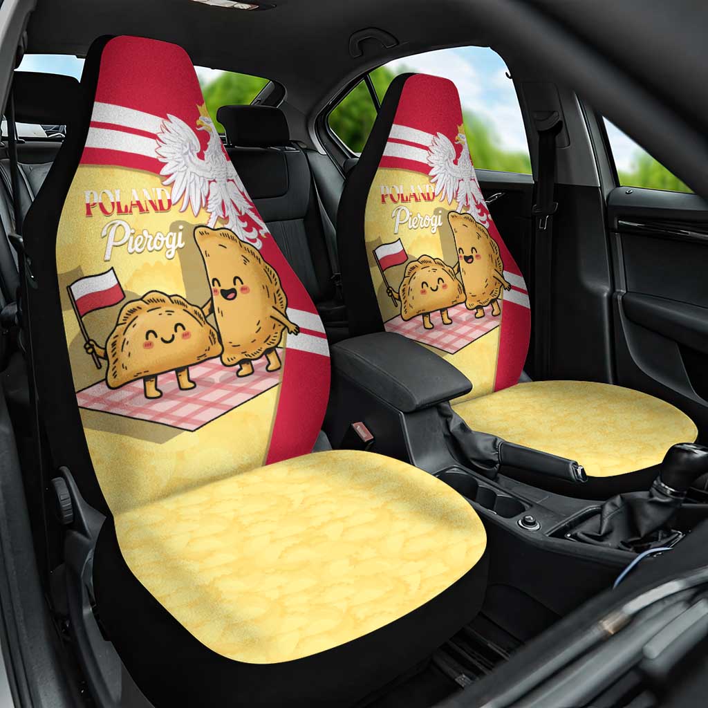 Poland Pierogi Car Seat Cover Polish Dumplings With Coat Of Arms